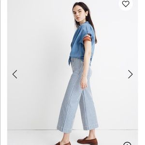 Emmett Wide-Leg Pants Herringbone Railroad Stripe